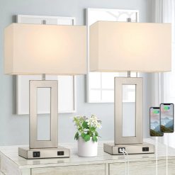 Alternative view of Discount Set of 2 Touch Control Table Lamp with 2 USB Ports, Dimmable
