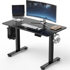 Discount Veken 47.2 Inch Large Electric Standing Desk, Gaming Table, Height Adjustable Sit Stand Up Computer Tables for Home