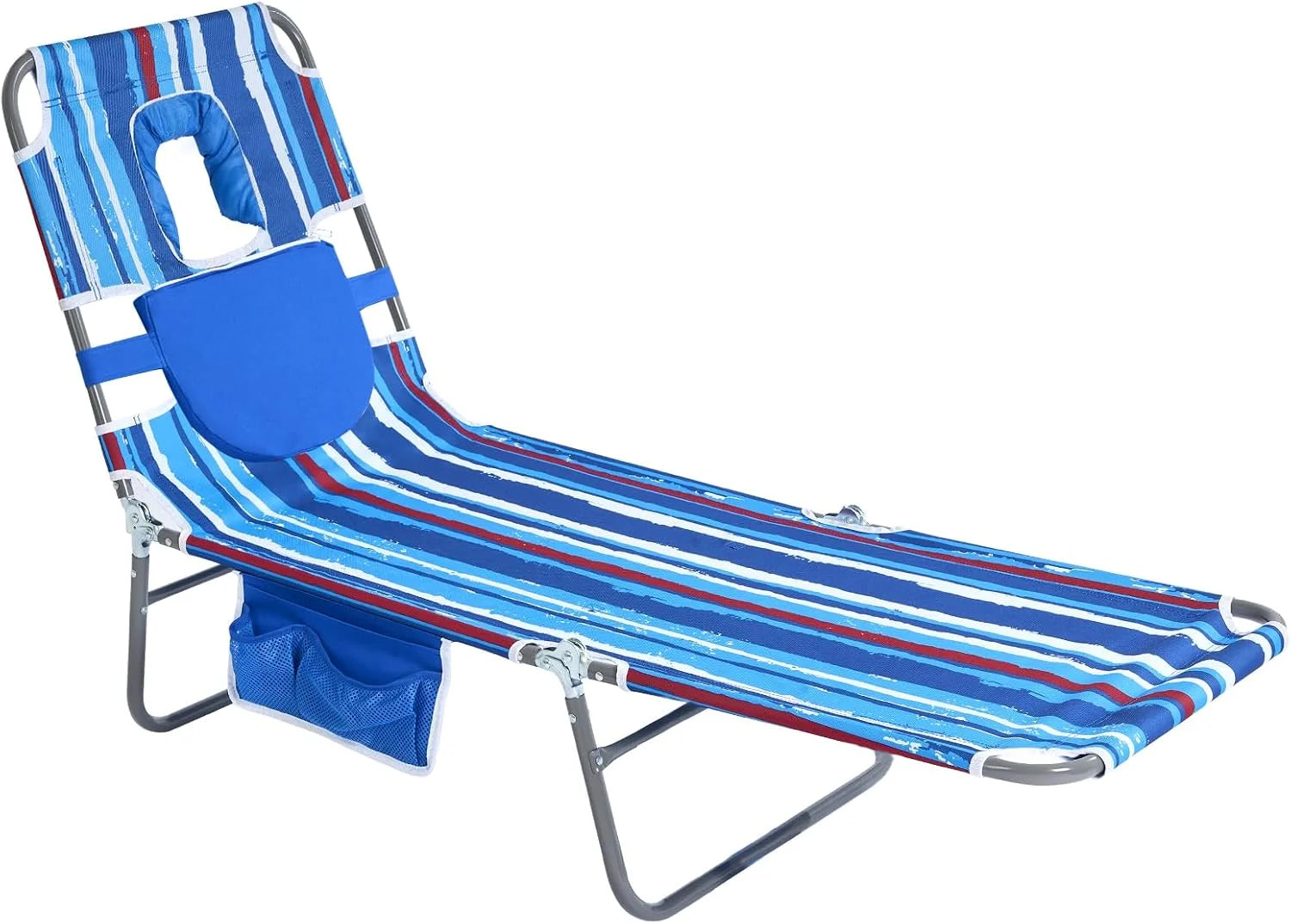Special Beach Lounge Chair, Reclining Beach Chairs Lay Flat, Folding Camping Chairs Portable Camp Cot with Backpack
