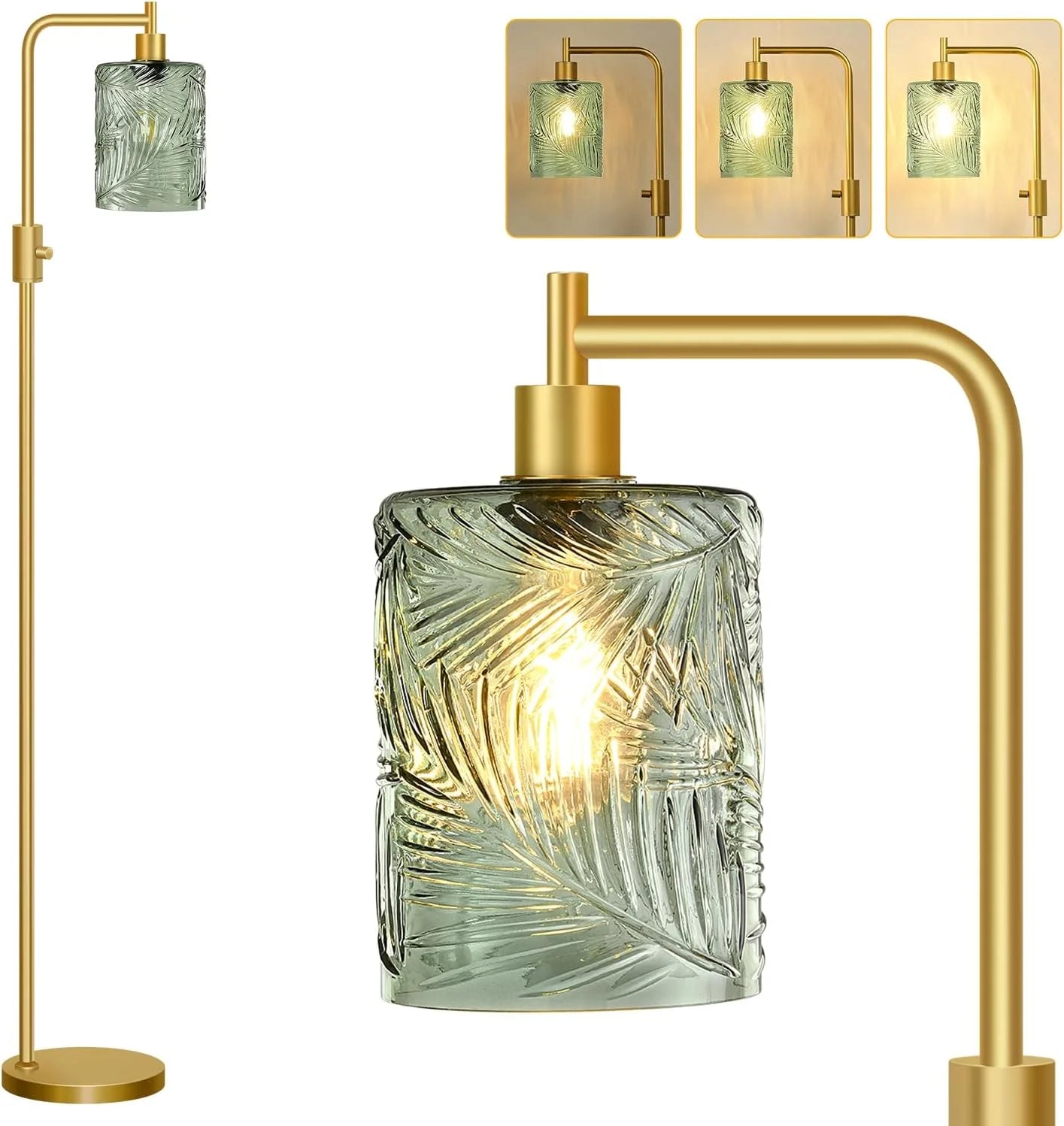 Discount Dimmable Floor Lamp for Living Room with Clear Glass Lampshade, Bulb Included, 900LM, Arc Standing Tall Lamp for Bedroom - Image 10