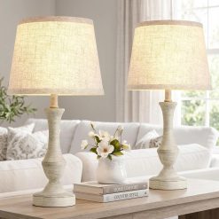 Discount Luvkczc Table Lamp Set of 2, 19 Farmhouse Vintage Bedside Lamps for Living Room & Bedroom