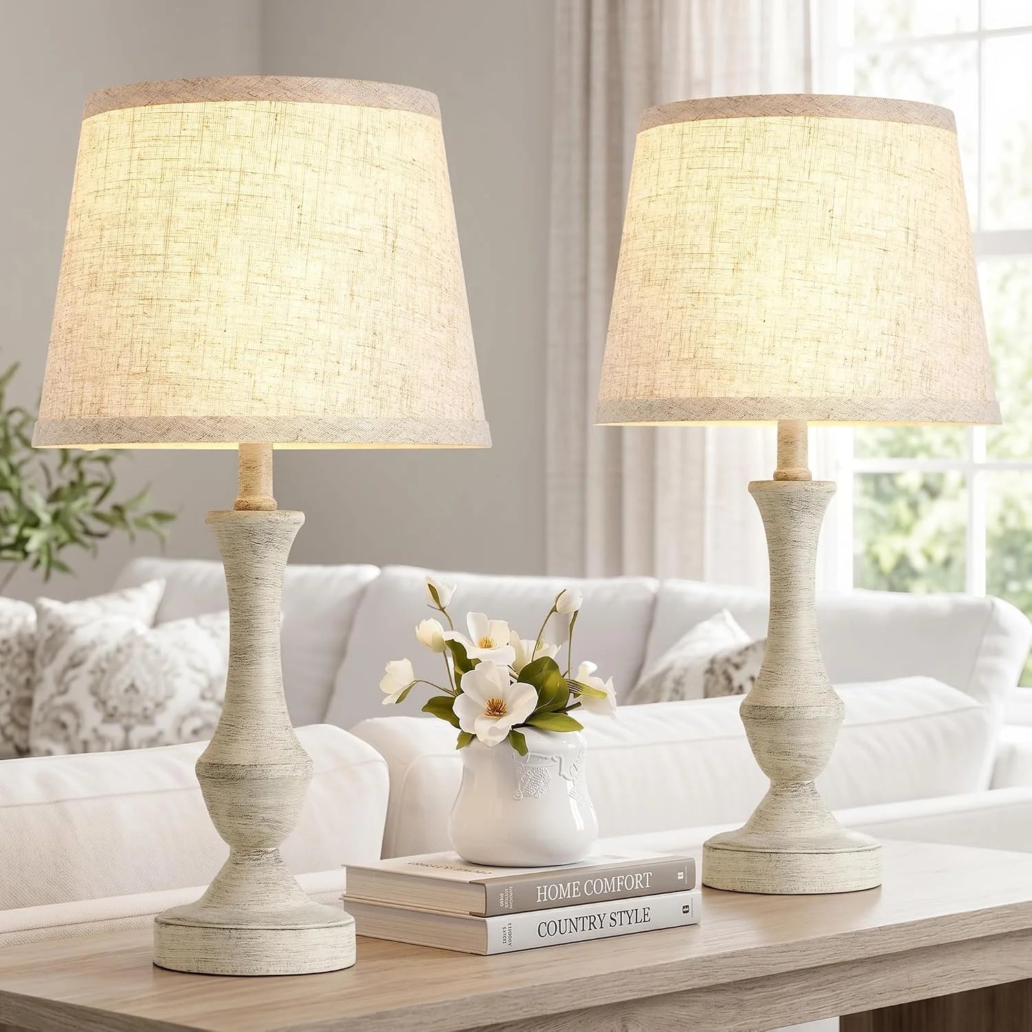 Discount Luvkczc Table Lamp Set of 2, 19 Farmhouse Vintage Bedside Lamps for Living Room & Bedroom
