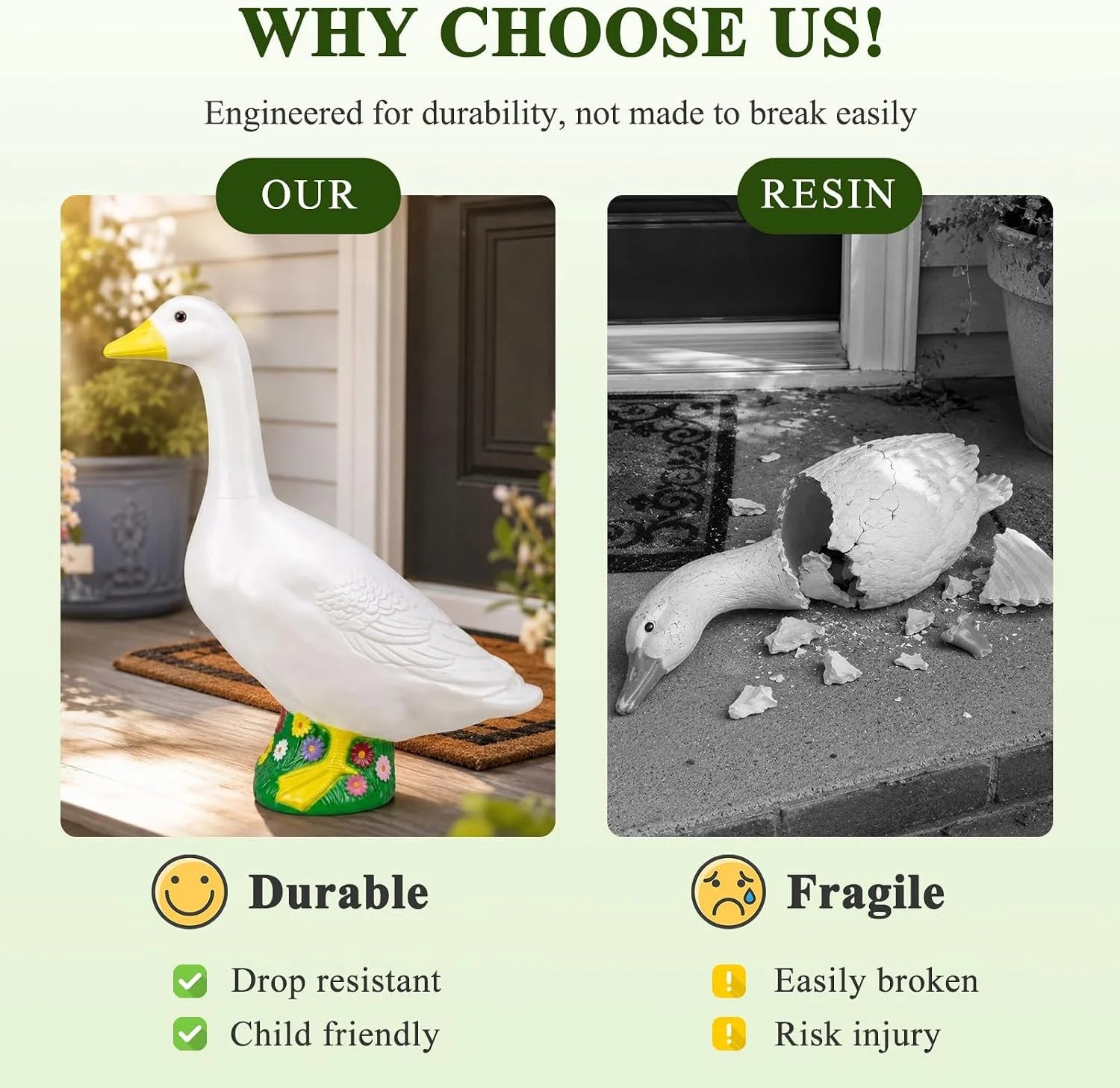 Discount 23 Inch Large Porch Goose Statue, PE Plastic Outdoor Goose Decor for Lawn - Image 4