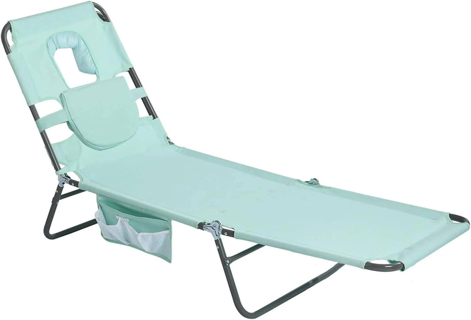 Special Beach Lounge Chair, Reclining Beach Chairs Lay Flat, Folding Camping Chairs Portable Camp Cot with Backpack - Image 2