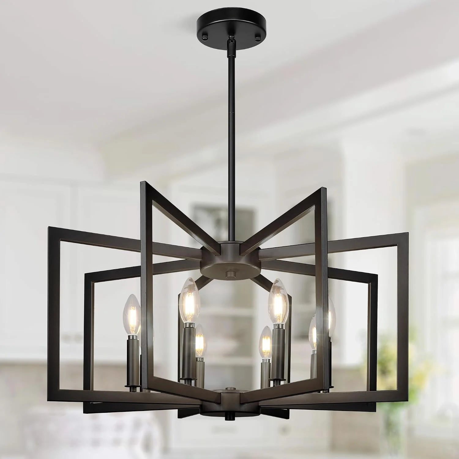 Discount 6-Light Modern Metal Geometric Chandelier£¬Kitchen Island Brushed Nickel Lighting Fixtures£¬Entryway Light - Image 4