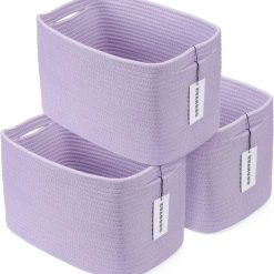 Alternative view of Discount Cotton Rope Storage Baskets 15x10x9.3 3 Pack White, Decorative rectangular storage baskets for shelves