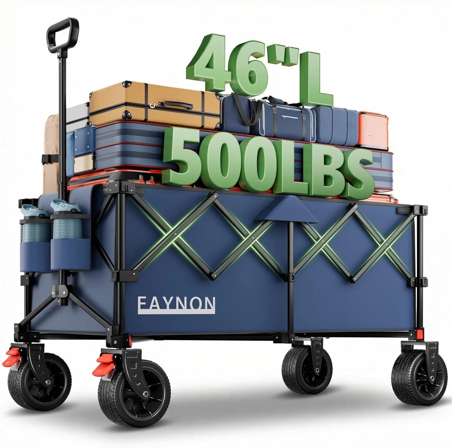 Discount L Collapsible Foldable Extended Wagon, 500LB Weight Capacity with 280L Heavy Duty Folding Cart - Image 3
