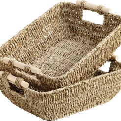 Discount StorageWorks Wicker Baskets for Organizing, Water Hyacinth Storage Baskets, Wicker Storage Baskets for Shelves