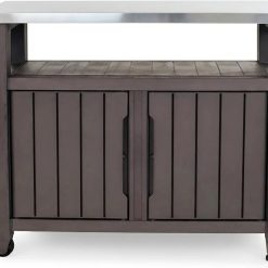 Alternative view of Discount Keter Unity XL Outdoor Entertainment Cart with Wood鈥慙ook Finish, 78鈥慓allon Patio Storage Cabinet, Food Prep Station