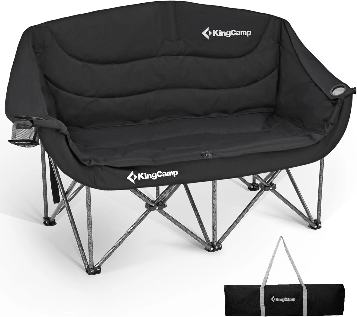 Discount Double Camping Chair, Oversized Heavy Duty 660lbs Loveseat for Adults Portable Folding XL 2 Person Couch Padded - Image 3