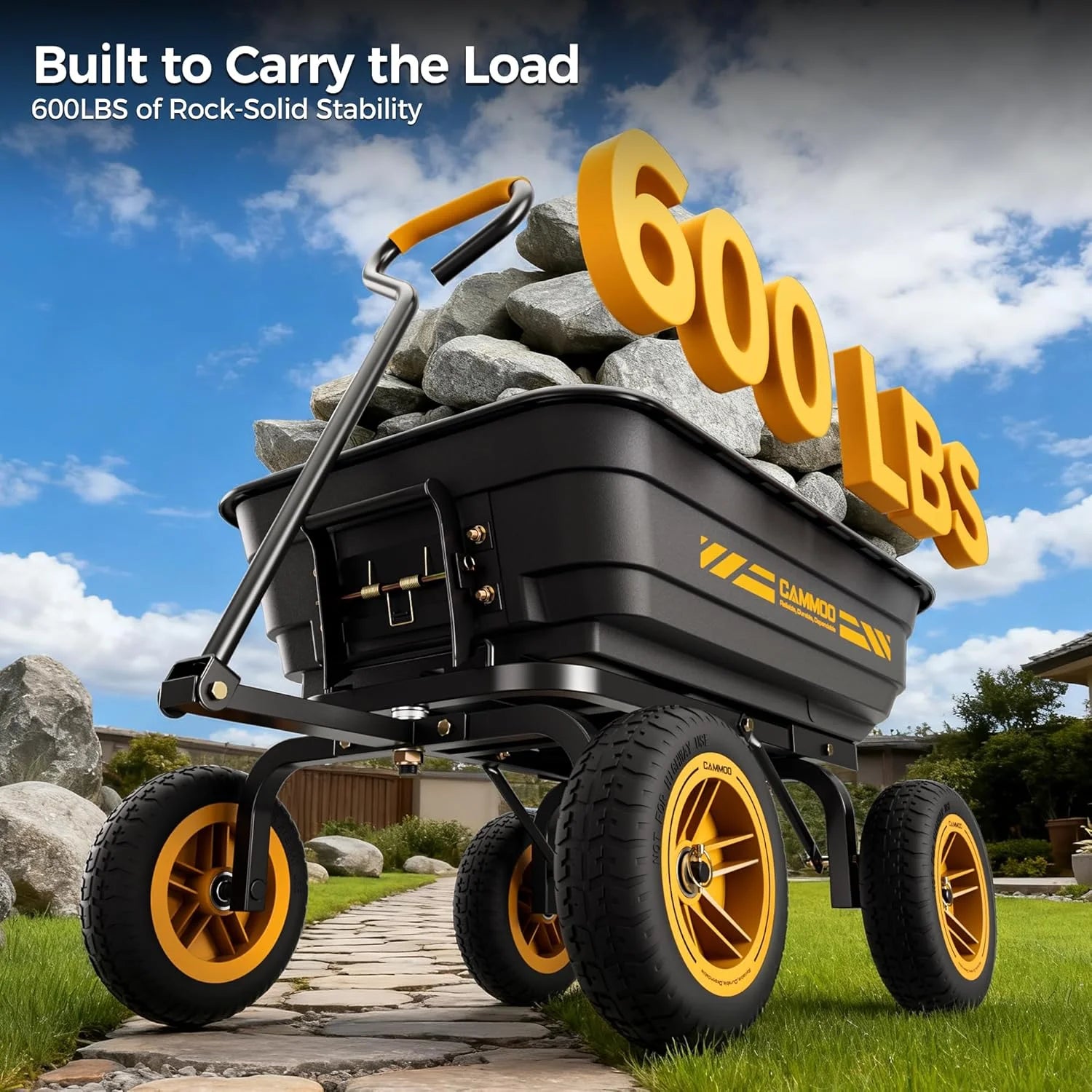Discount 10-in NO-FLAT TIRES 600lb Heavy-Duty Garden Dump Cart 4 Cu.Ft. Utility Wagon with Quick-Release Dumping & Prime - Image 4