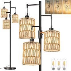 Alternative view of Discount ZECOXOL Vintage Floor Lamp for Living Room Bedroom-3 Light Glass Floor Lamp with Three Led Bulb