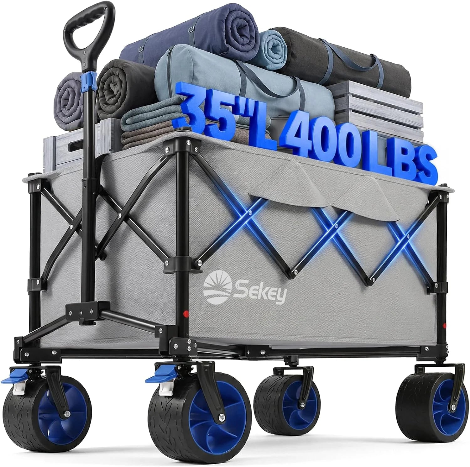 Discount 250L Wagons Carts Foldable with Big All-Terrian Beach Wheels, Collapsible Heavy Duty Wagon, Extra Large Folding Wagon - Image 5