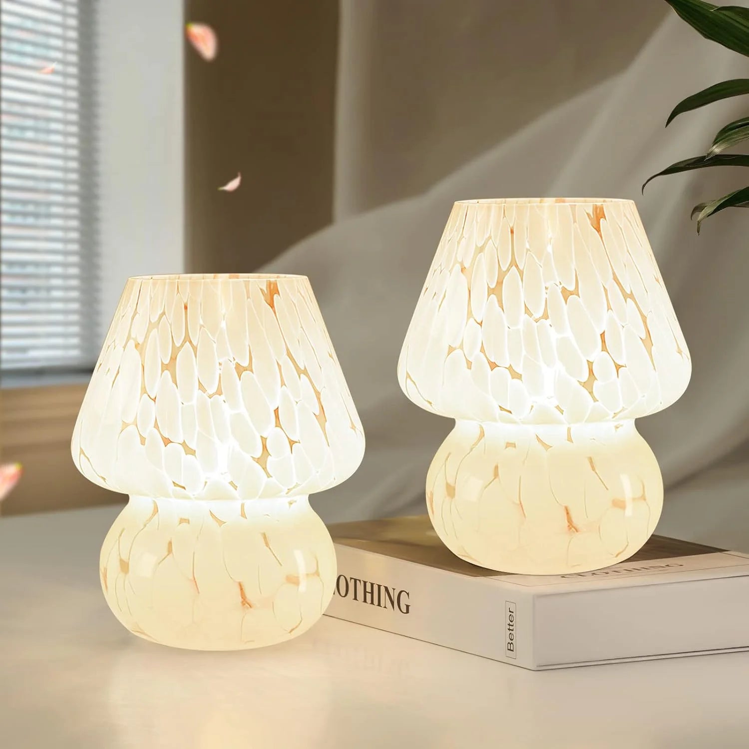 Discount ONEWISH Mushroom Lamp Small Vintage Table Lamp for Bedroom Nightstand, Dimmable - Image 5