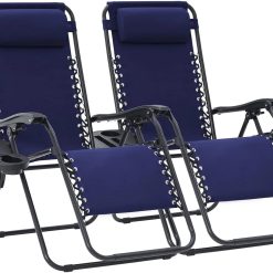 Alternative view of Discount JEAREY Zero Gravity Lounge Chairs Set of 2, Adjustable Steel Mesh Recliners with Pillows and Cup Holder Trays for Patio