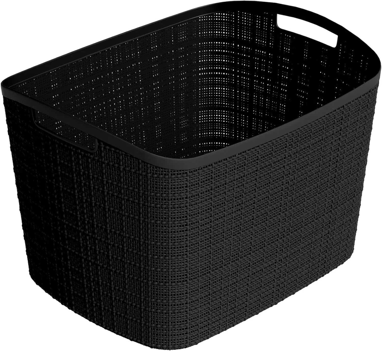 Discount Curver Set of 4 Large Cube 17L Jute Decorative Plastic Organization and Storage Baskets, Perfect Bins for Home - Image 11