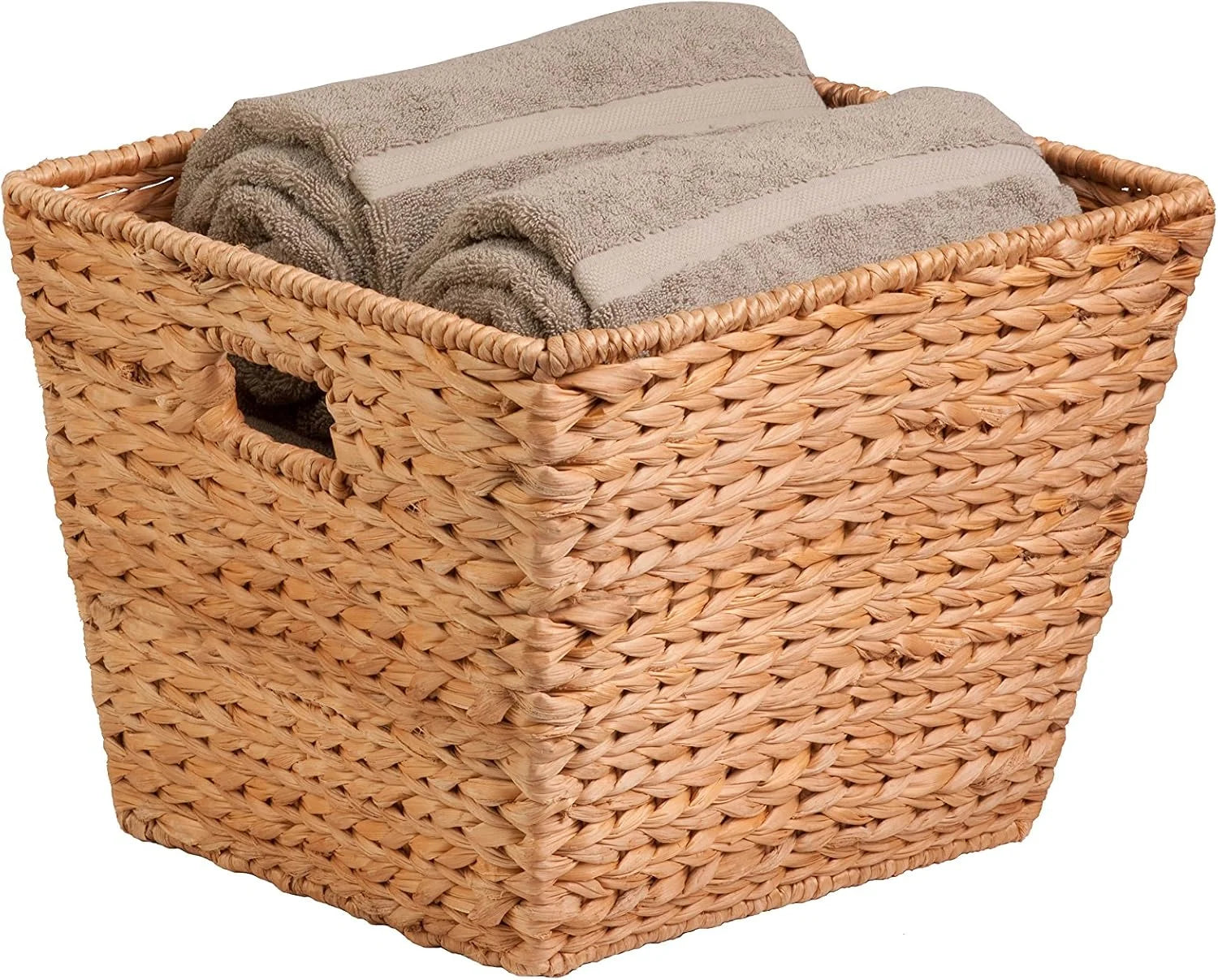 Discount Storage Baskets –Water Hyacinth Woven Basket, Decorative Baskets for Shelves, Basket for Gifts, Closet, Pantry - Image 2