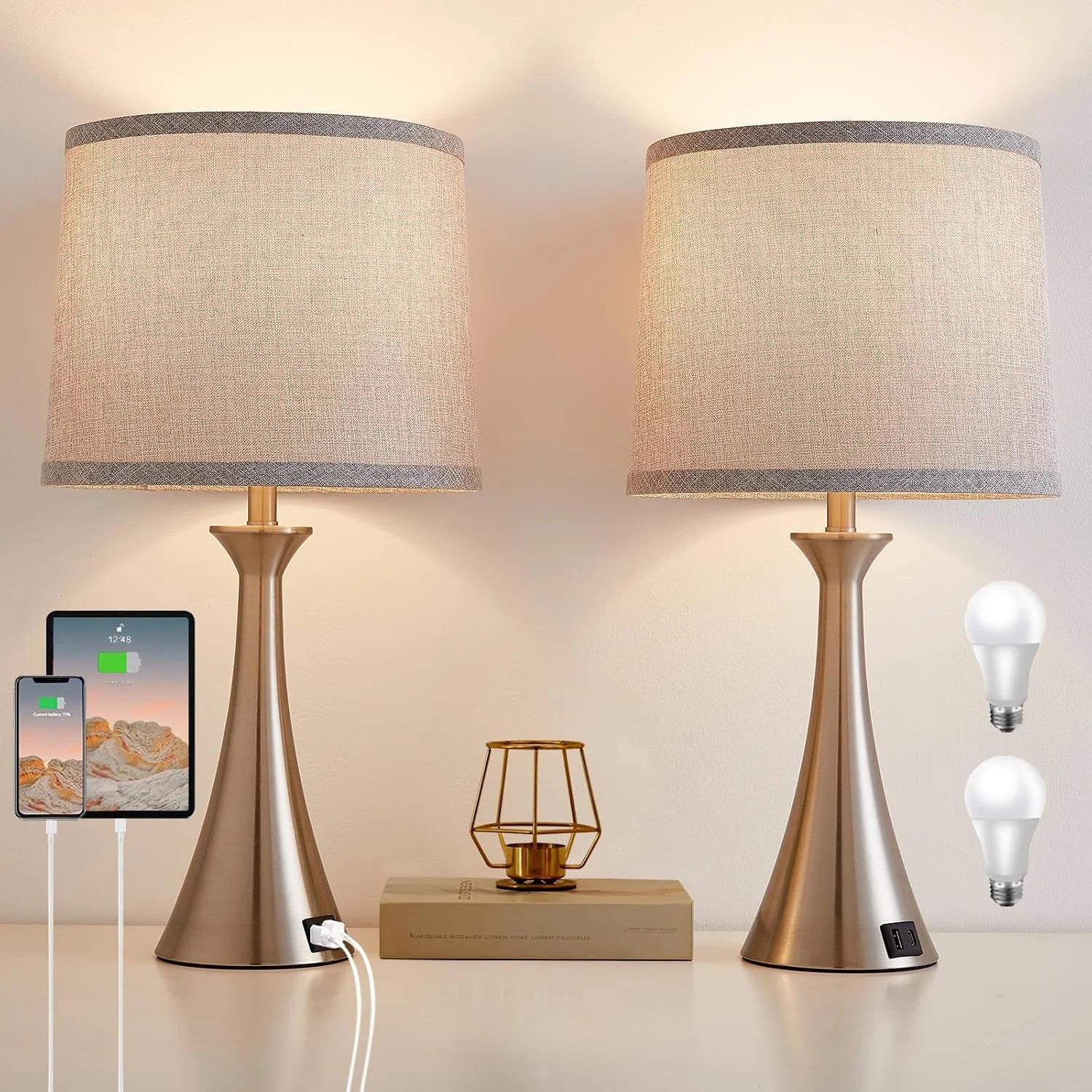 Discount Hikczc Touch Lamp for Living Room Bedroom, Dimmable, Bulb Included - Image 3