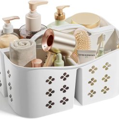 Discount Portable Shower Caddy with Handle, Large Capacity Shower Basket Organizer, Quick-Drain Bathroom Storage Tote