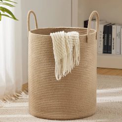 Discount YOUDENOVA Jute Rope Laundry Hamper Basket, 58L Blanket Basket for Nursery, Large Woven Laundry Hamper with Sturdy