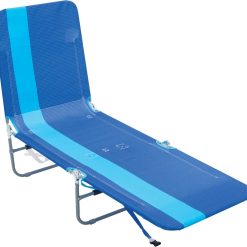 Discount Beach Portable Lay Flat Folding Backpack Beach Lounge Chair with Backpack Straps and Storage Pouch, Blue and Red