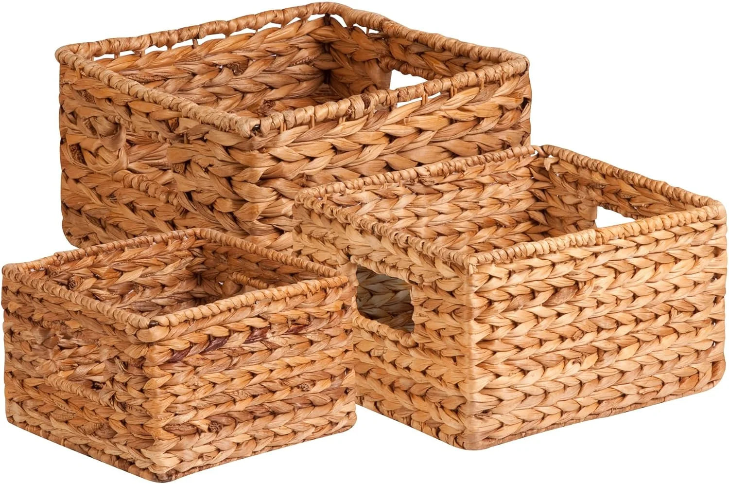 Discount Storage Baskets –Water Hyacinth Woven Basket, Decorative Baskets for Shelves, Basket for Gifts, Closet, Pantry - Image 3