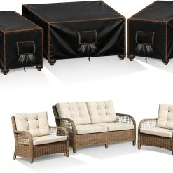 Discount SUNICO Patio Furniture Covers Sets 3 PCS Waterproof Outdoor,X-Large,Black