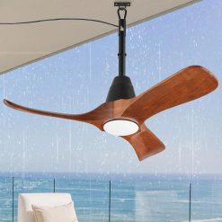 Alternative view of Discount 3 Blades Wood Outdoor Ceiling Fan with Light for Patios, Farmhouse Rustic Ceiling Fans with Lights