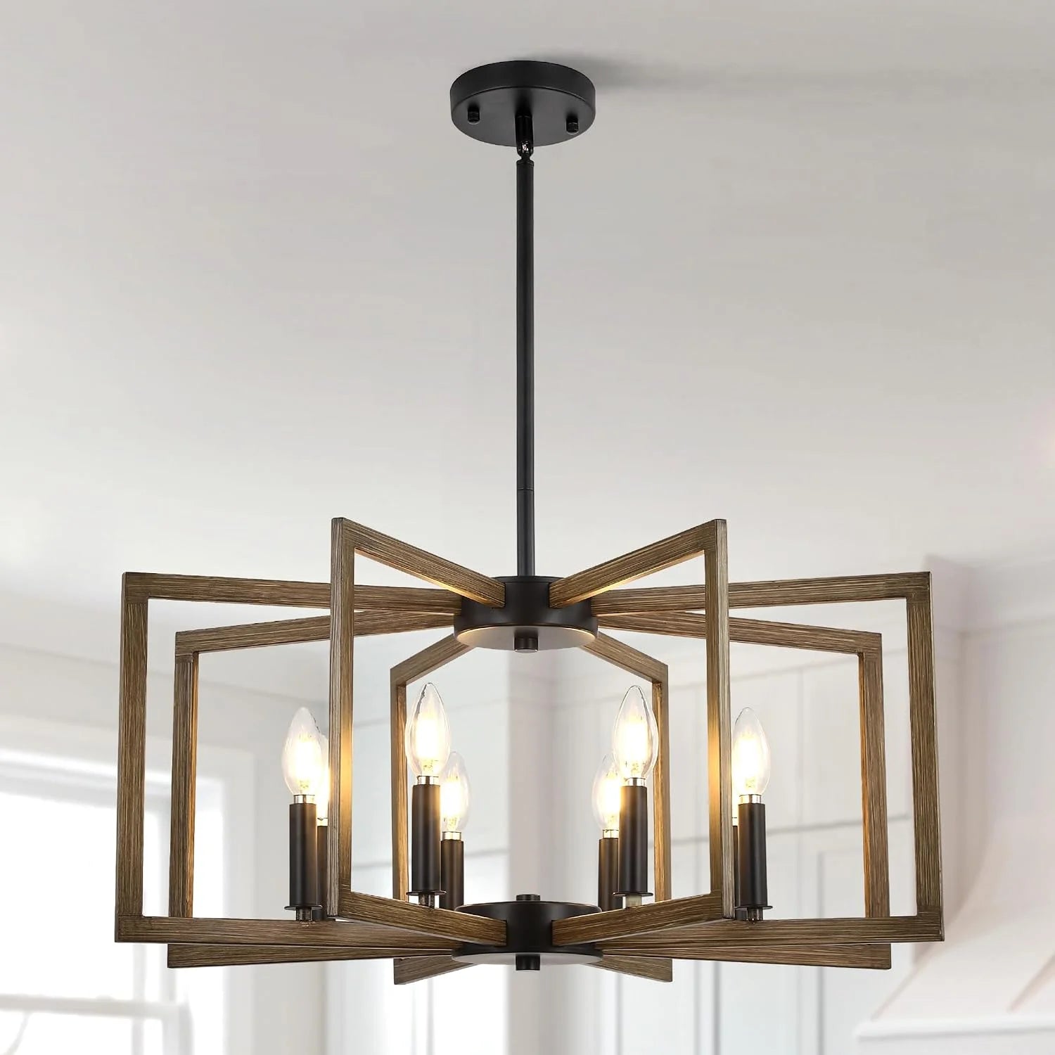 Discount 6-Light Modern Metal Geometric Chandelier£¬Kitchen Island Brushed Nickel Lighting Fixtures£¬Entryway Light - Image 5