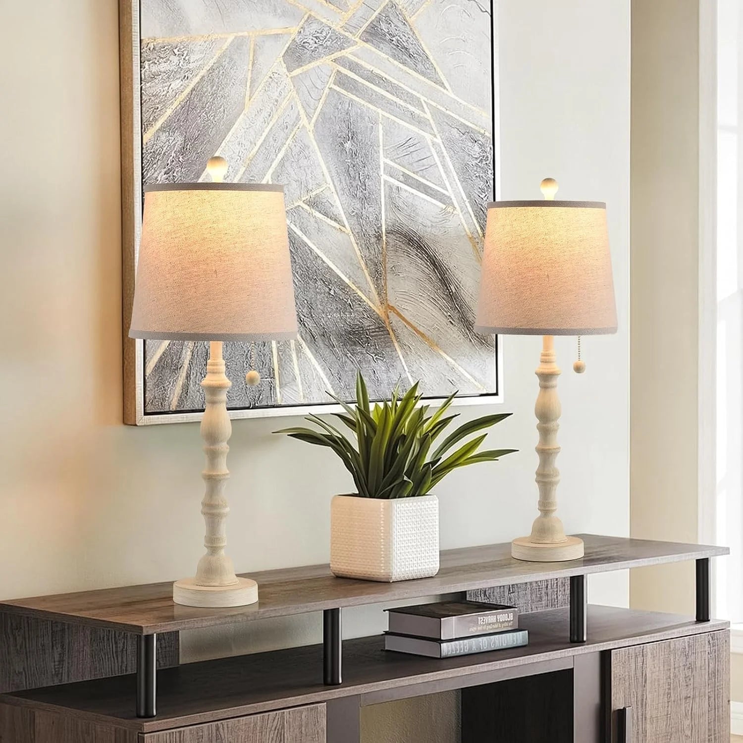 Discount Modern Farmhouse Table Lamp Bedside Reading Lamps Living Room End Tables Set Lamps for Night Stands Bedroom - Image 3