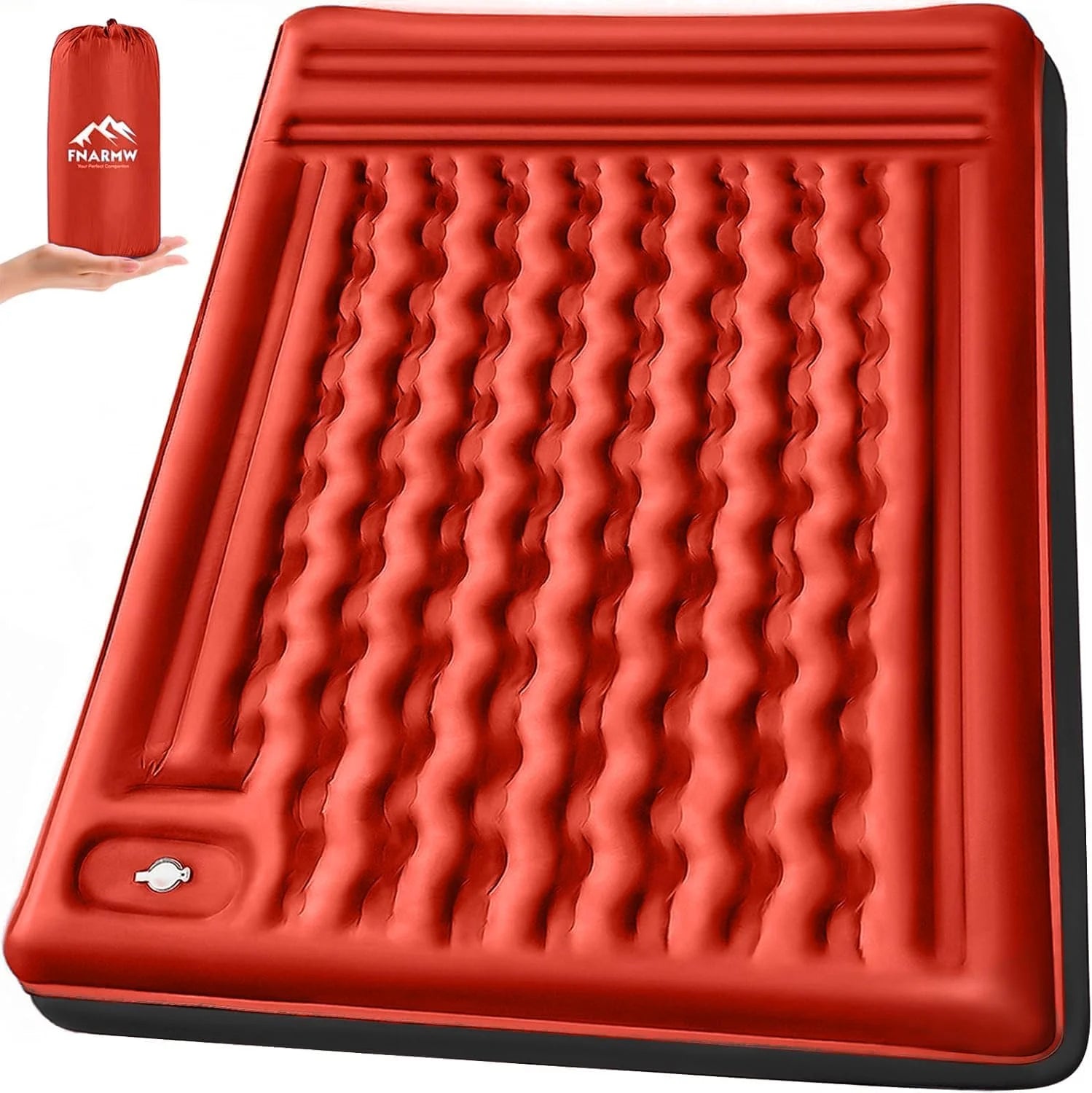 Discount Double Sleeping Pad Camping, Self Inflating 6" Extra-Thick 2 Person Pillow Built-in Foot Pump Waterproof - Image 3