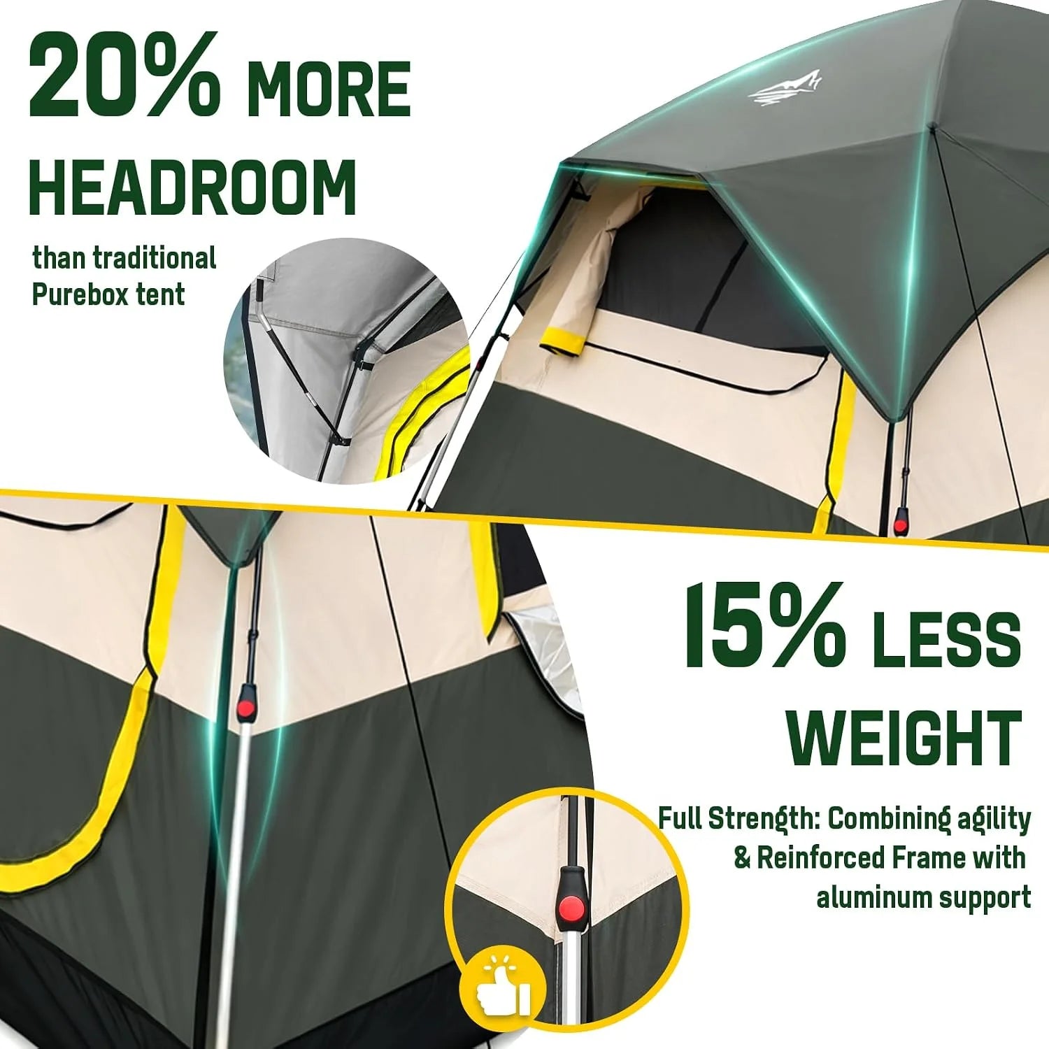 Discount 4 Person Instant Tents for Camping Setup in 50s, Cabin Tent with Rainfly, Waterproof Windproof Camping Tent - Image 4