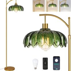Alternative view of Discount Floor Lamp for Living Room Rattan Boho Floor Lamp with Remote Control, Dimmable, 3-Color Temperature
