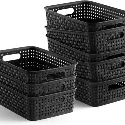 Alternative view of Discount Plastic Storage Baskets, 8 Pack, Gray