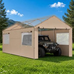 Discount 10×20 FT Car Canopy Replacement Cover, 800D Waterproof & UV, Beige