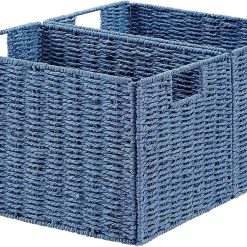 Alternative view of Discount Wicker Storage Basket, Set of 2 Hand-Woven Paper Rope Wicker Basket, Small Storage Baskets for Organizing Toilet
