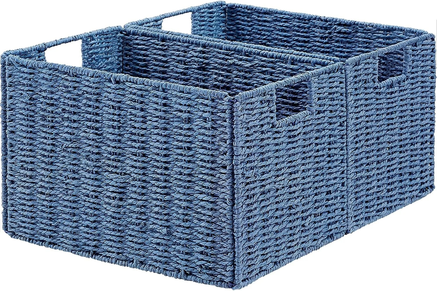 Discount Wicker Storage Basket, Set of 2 Hand-Woven Paper Rope Wicker Basket, Small Storage Baskets for Organizing Toilet - Image 2