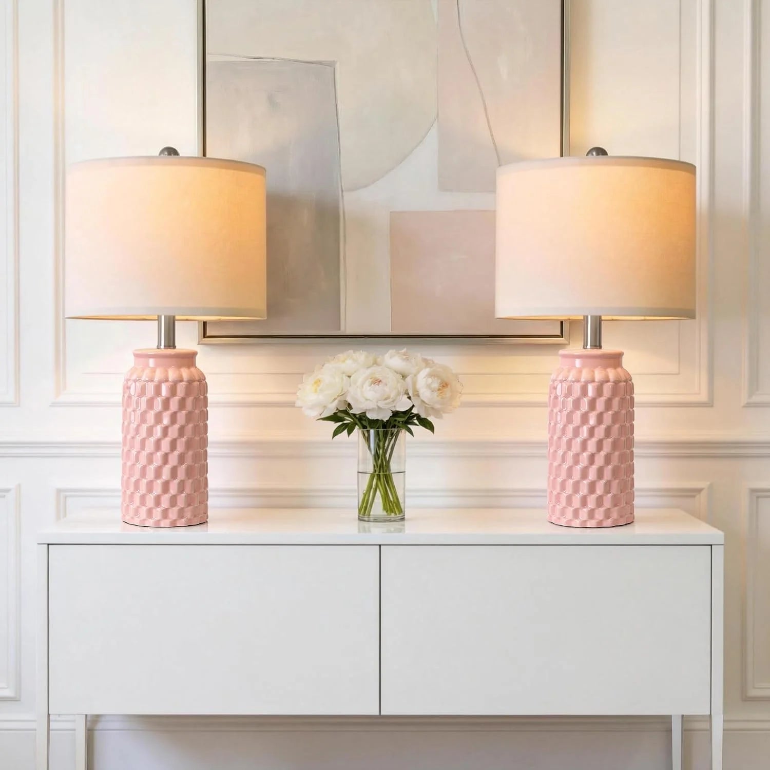 Discount Vortether 20.5 Small Bedside Lamps Set of 2 with 5FT Cord, Green Ceramic Modern Farmhouse Table Lamps for Nightstand - Image 7