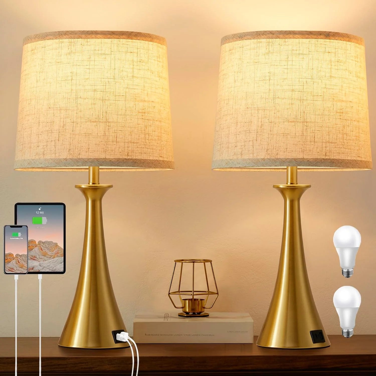 Discount Hikczc Touch Lamp for Living Room Bedroom, Dimmable, Bulb Included