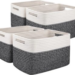 Alternative view of Discount 4 Pack Storage Basket, 13x9x7.8 Cotton Rope Baskets for Shelves, Closet Organizer for Bedroom & Living Room, Soft