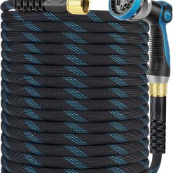 Discount KETTOYA Non-Expanding Garden Hose 100 ft, Kink Free Flexible Water Hose with 10-Pattern Spray Nozzle