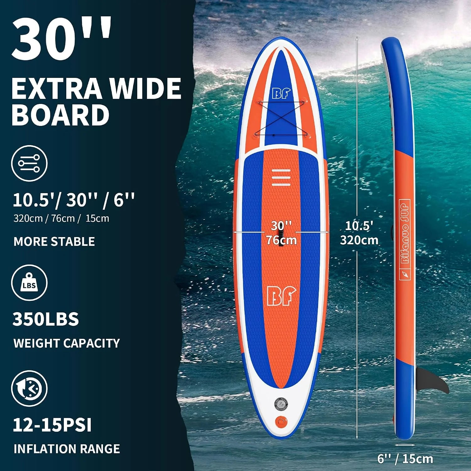 Discount Inflatable Stand Up Paddle Board with SUP Accessories and Backpack Paddle Boards for Adults. Non-Slip Deck