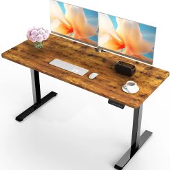 Discount Veken 55 Inch Large Electric Standing Desk, Gaming Table, Height Adjustable Sit Stand Up Computer Tables for Home Office
