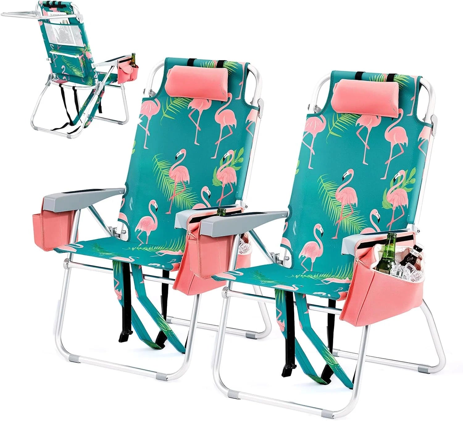 Discount Tall Beach Chair 2 Pack Lightweight, Backpack Beach Chair for Adults with 5-Position, Lightweight Folding Beach - Image 4