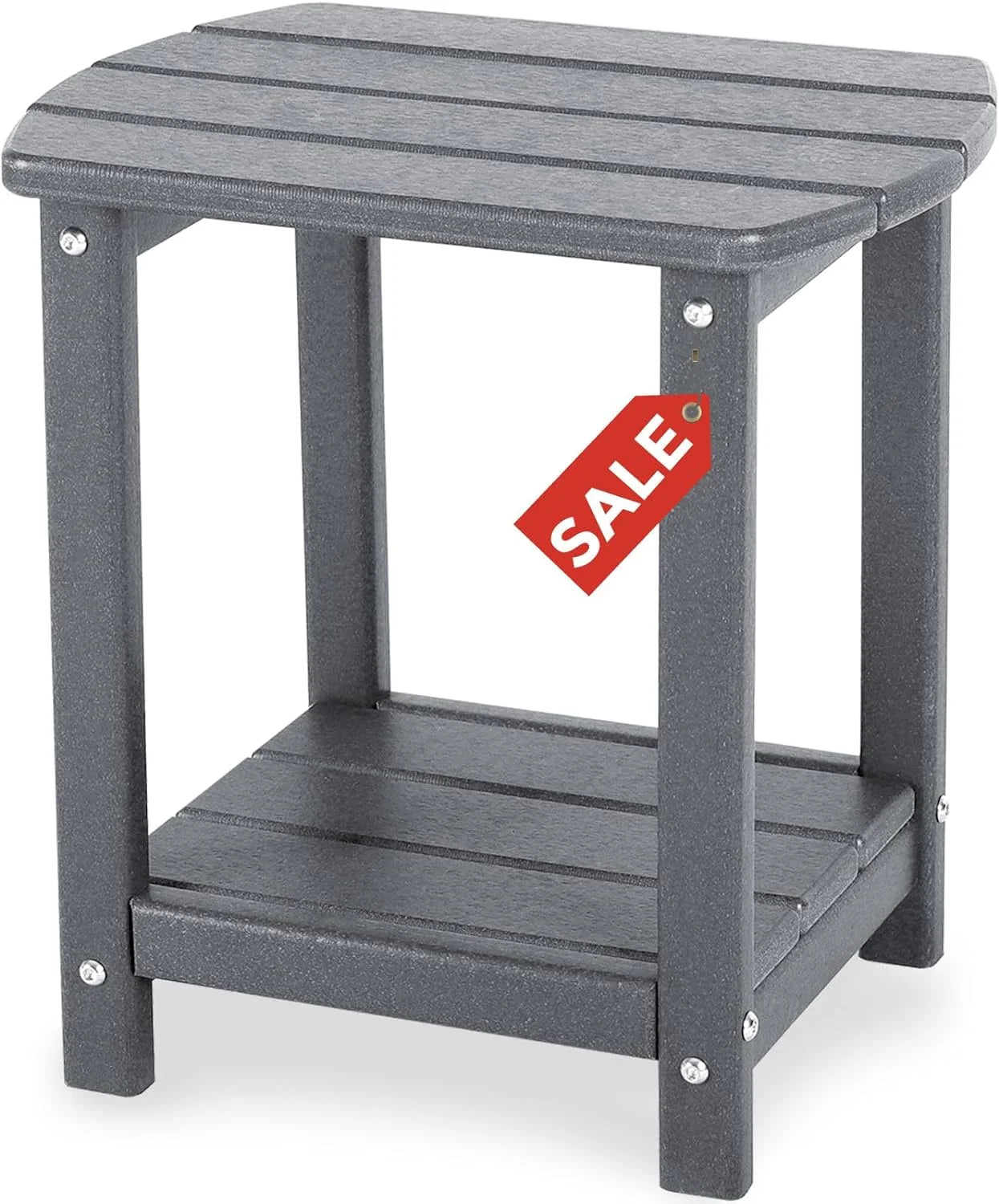 Discount Adirondack Square Outdoor Side Table,2-Tier Storage Patio Side Table - Image 3