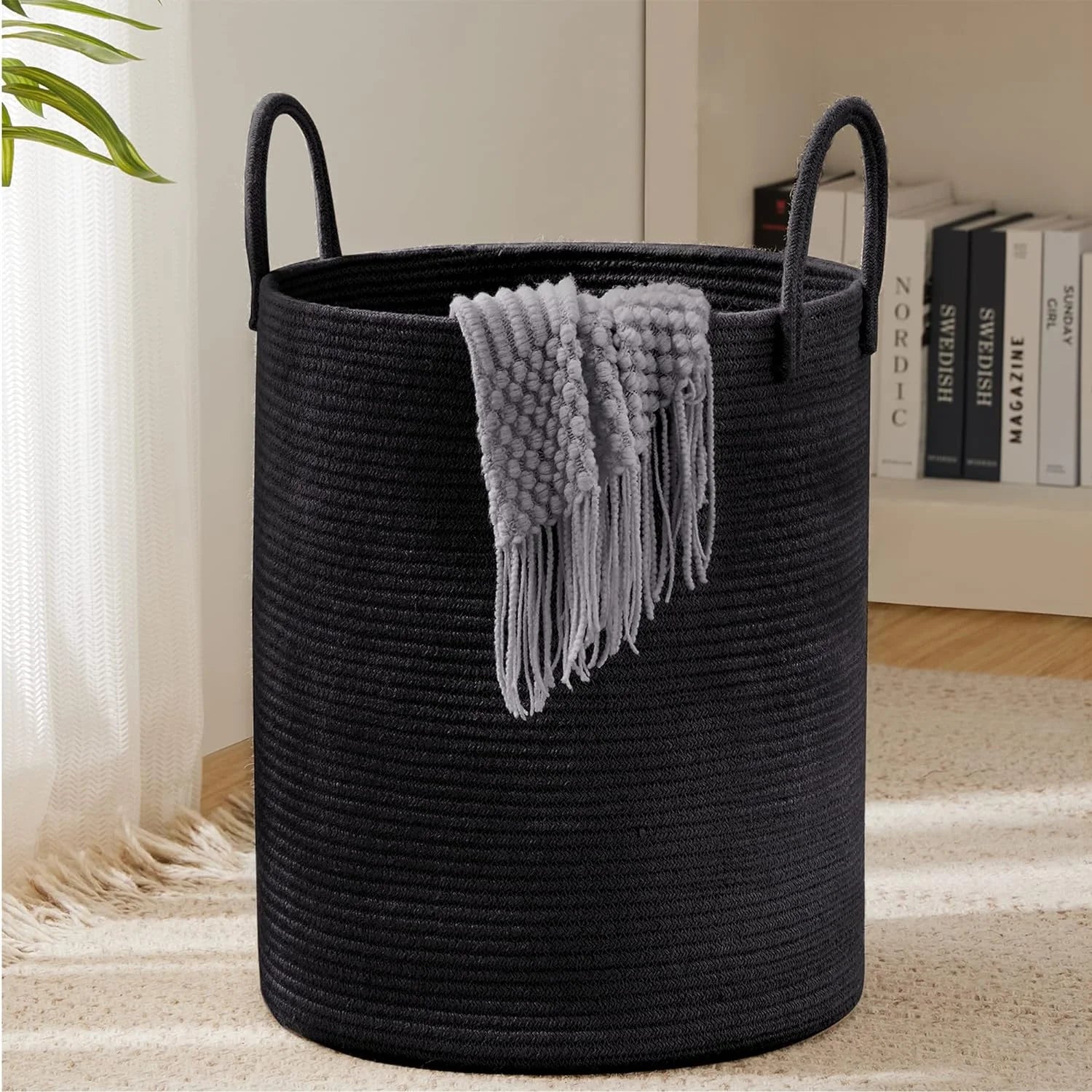 Discount YOUDENOVA Jute Rope Laundry Hamper Basket, 58L Blanket Basket for Nursery, Large Woven Laundry Hamper with Sturdy - Image 12