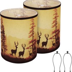 Discount Rustic Deer Printed Empire Lamp Shades Set of 2