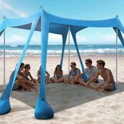 Discount Beach Tent, Beach Canopy UPF50+ UV Protection, 10x10ft Beach Shade Sun Shelter with 8 Sandbags