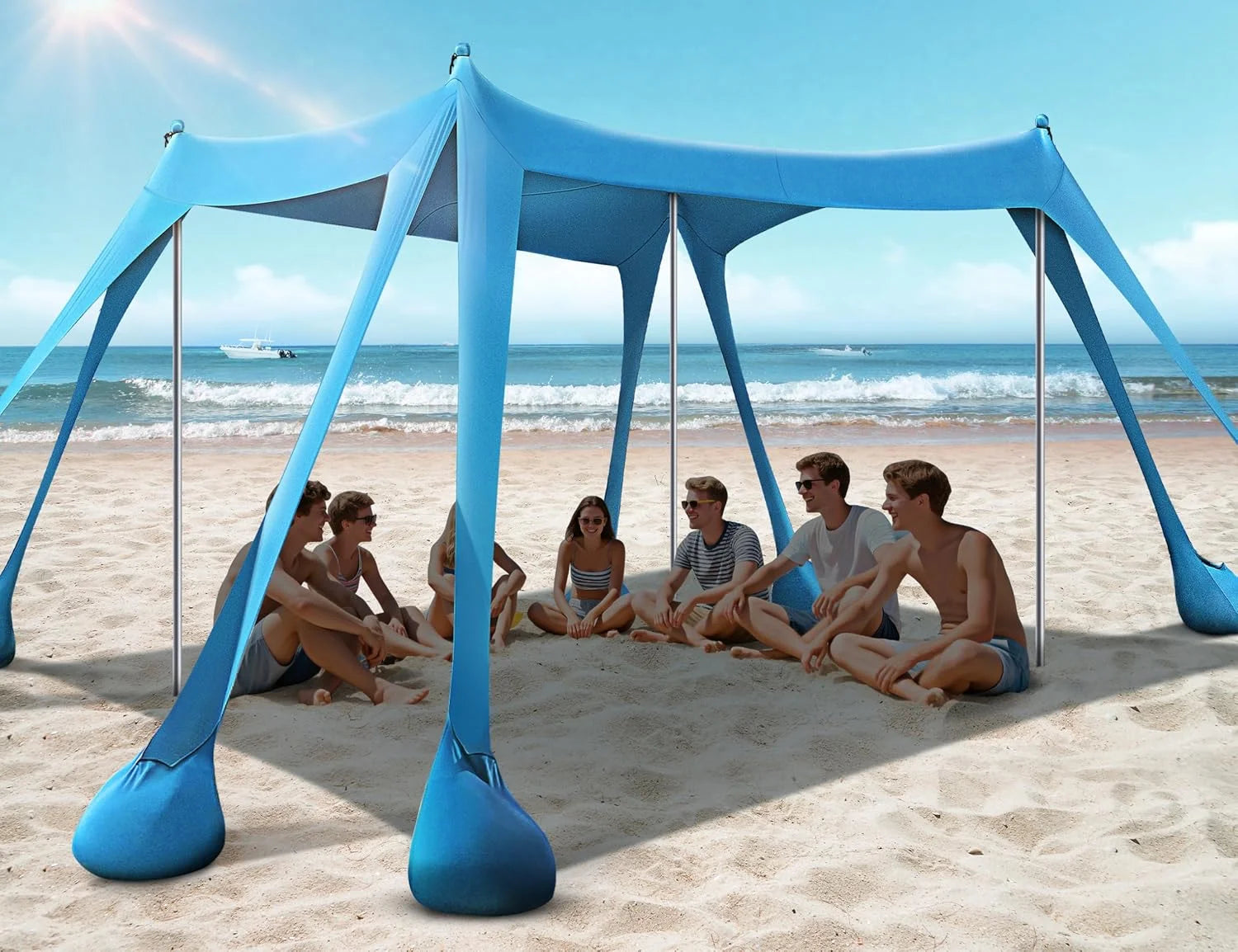 Special Beach Tent, Beach Canopy UPF50+ UV Protection, 10x10ft Beach Shade Sun Shelter with 8 Sandbags