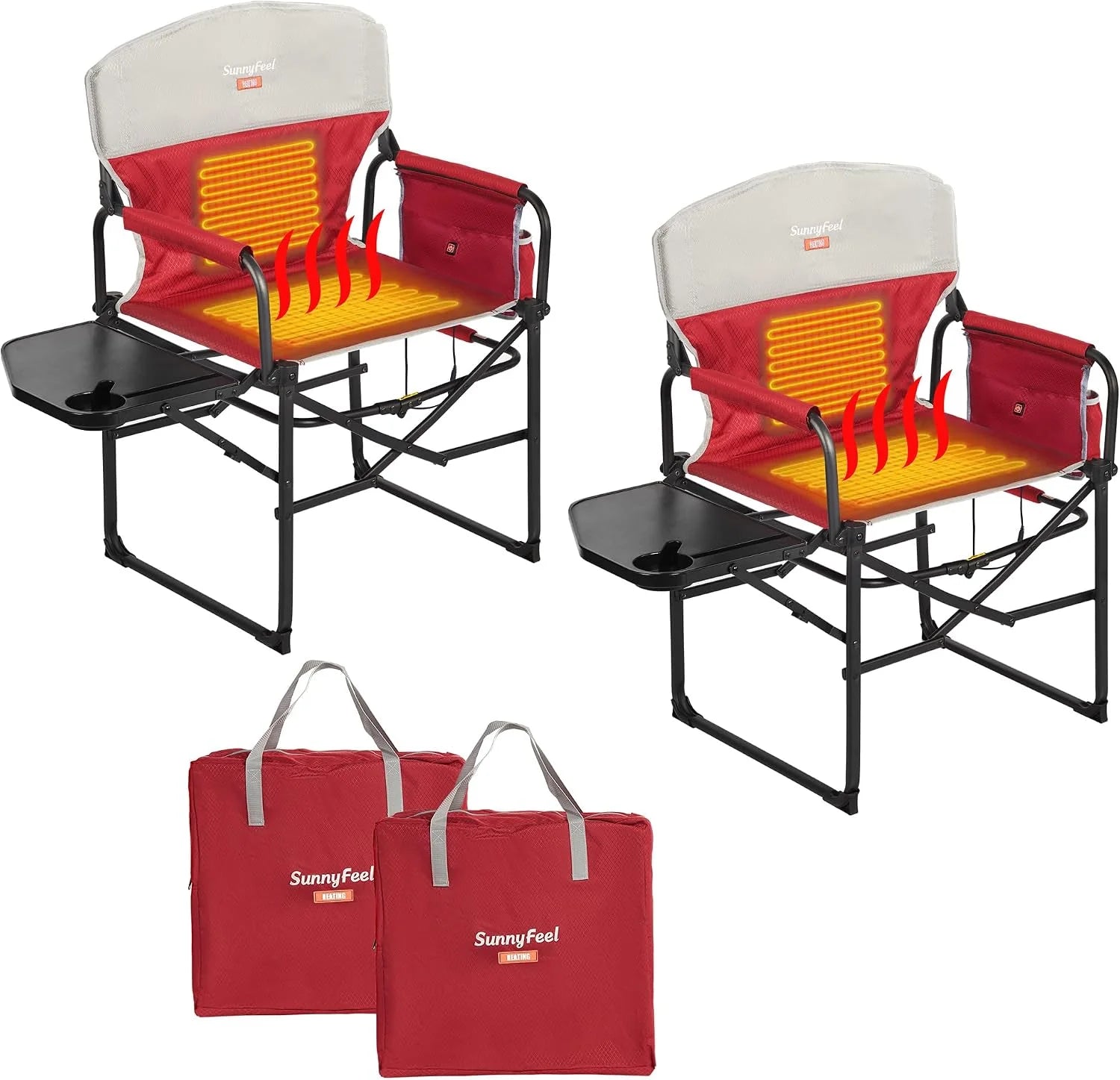 Discount SUNNYFEEL Camping Directors Chair, Heavy Duty, Oversized Portable Folding Chair with Side Table - Image 22